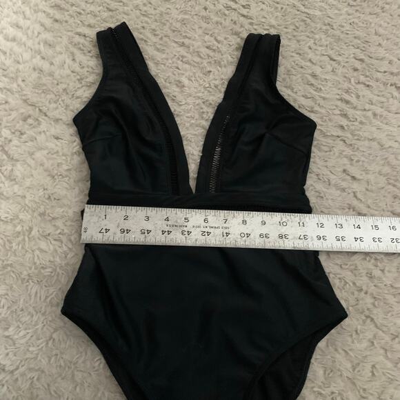 NWT Ted Baker London Secret Silhouette Black Pointelle Deep V OnePiece Swimsuit - Picture 7 of 9